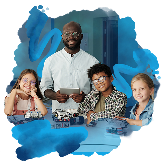 teacher with his students