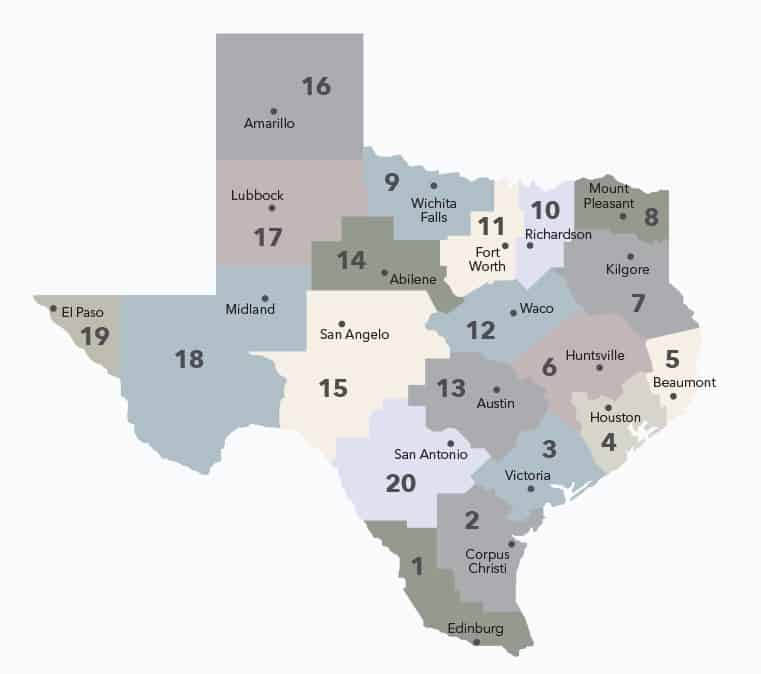 Teacher Jobs Texas Teachers - Region ESC Map