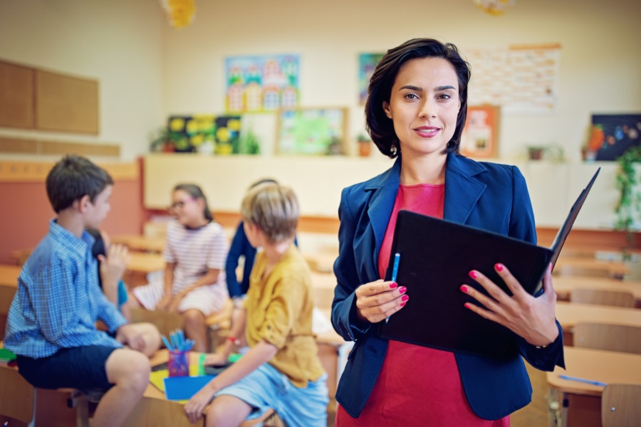 Portrait of teacher in the classroom