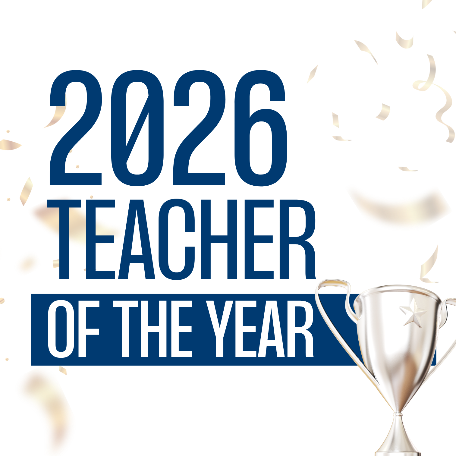 Teacher of the Year 2026 trophy and banner