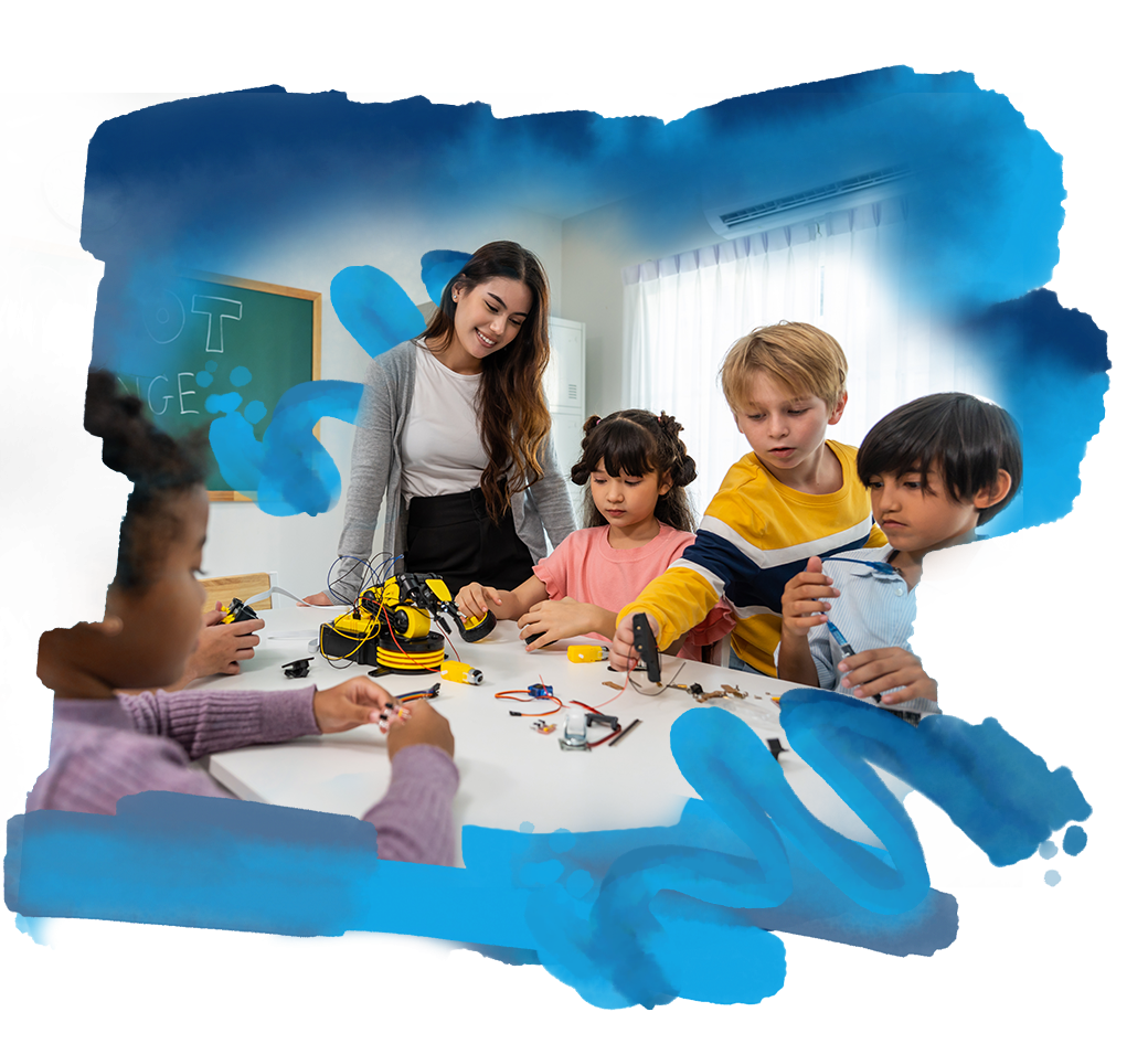 early childhood education teacher working with young students