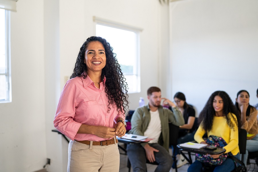 teacher in the classroom at university