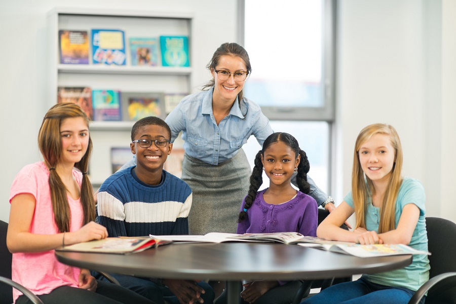 students with their teacher