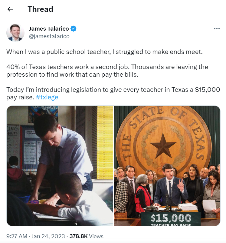 james talarico paying texas teachers 15000