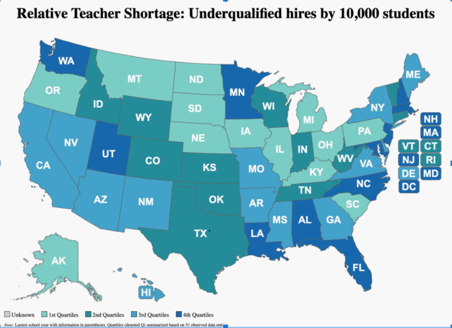 teacher shortage in us 2024