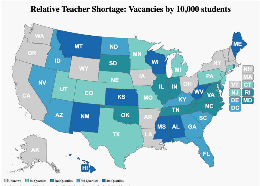 teacher shortage in us data 2024